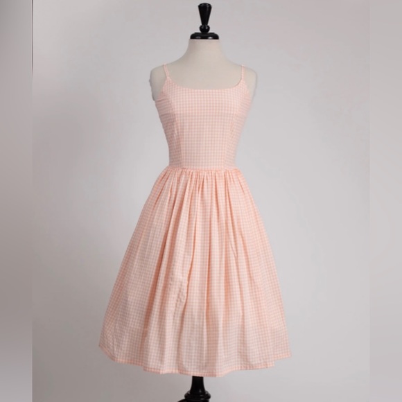 Tatyana Dresses & Skirts - Tatyana Clothing Pinup Peach Gingham Fit and Flare Sandra Dress